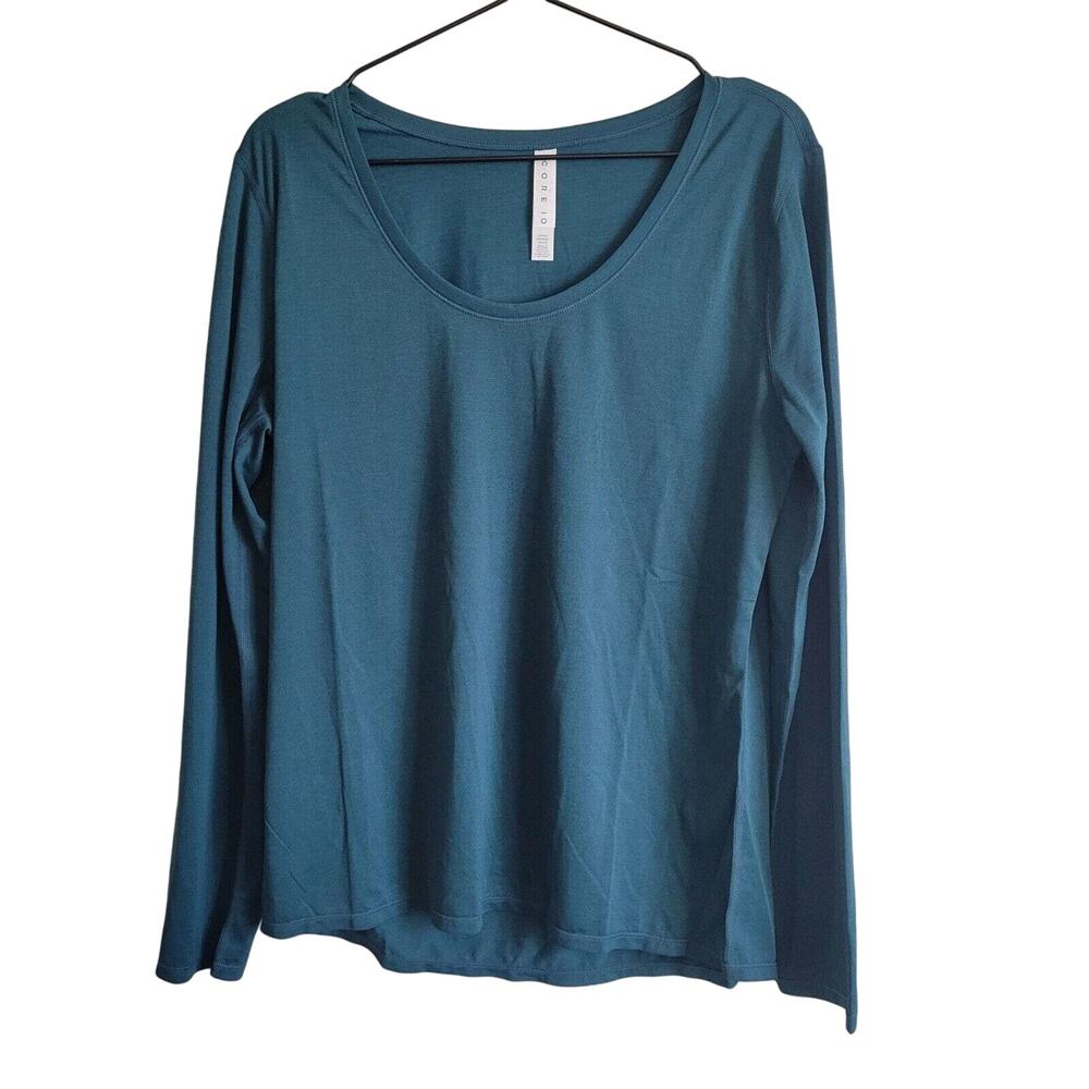 Core 10 Womens Sz L Long Sleeve T Shirt Dark Teal Blue Athletic